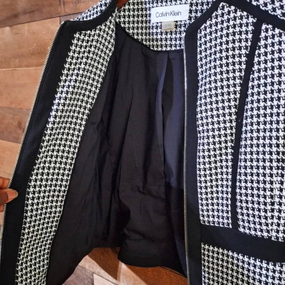 CALVIN KLEIN Black & White Houndstooth Zip Up Jacket 6P - Picture 10 of 10